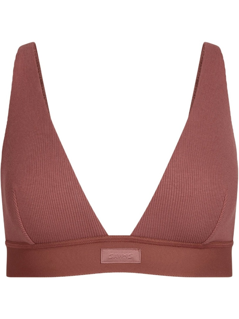 Skims COTTON RIB Plunge Bralette RedWood Size Medium